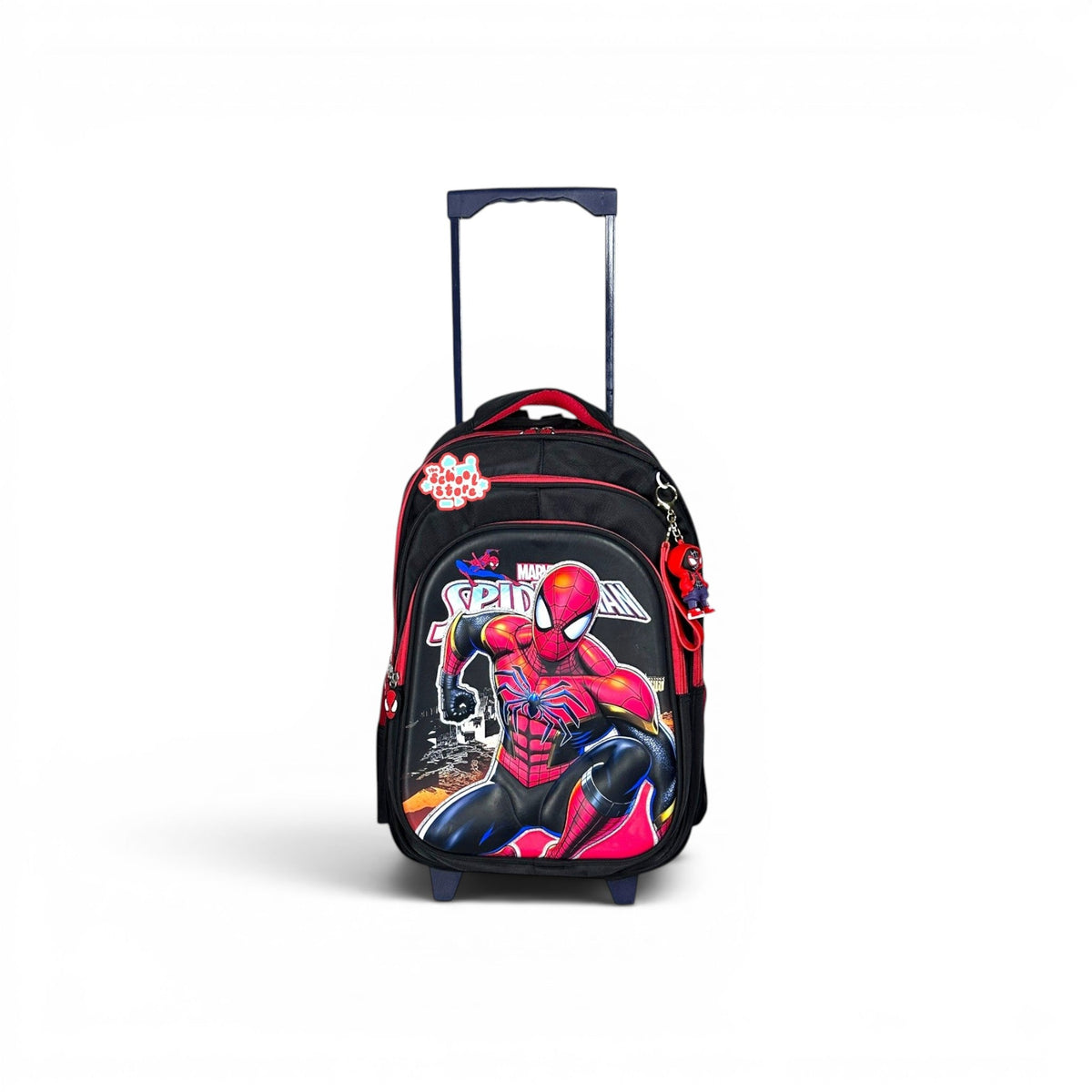 18 Inch 3D Spiderman Trolley Bag For Grade 4 Till 8 Boys ( With Keychain ) T-2618