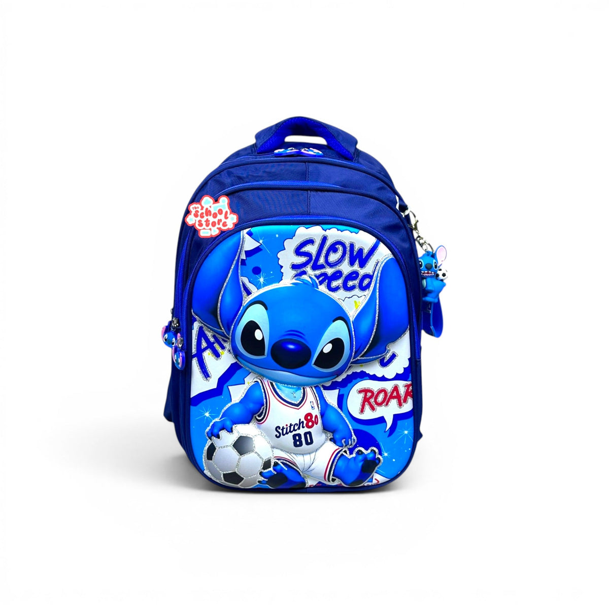 18 Inch 3D Stitch School Bag For Grade 4 Till 7 Kids ( With Keychain ) 2618
