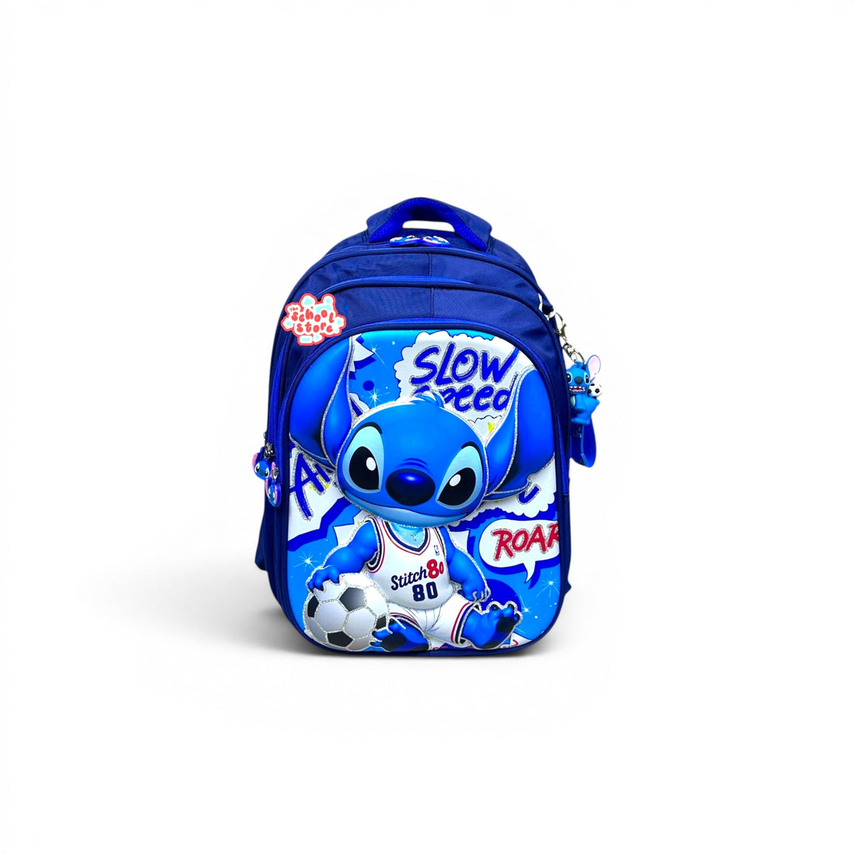 16 Inch 3D Stitch School Bag For Grade 1 Till 3 Kids ( With Keychain ) 2616