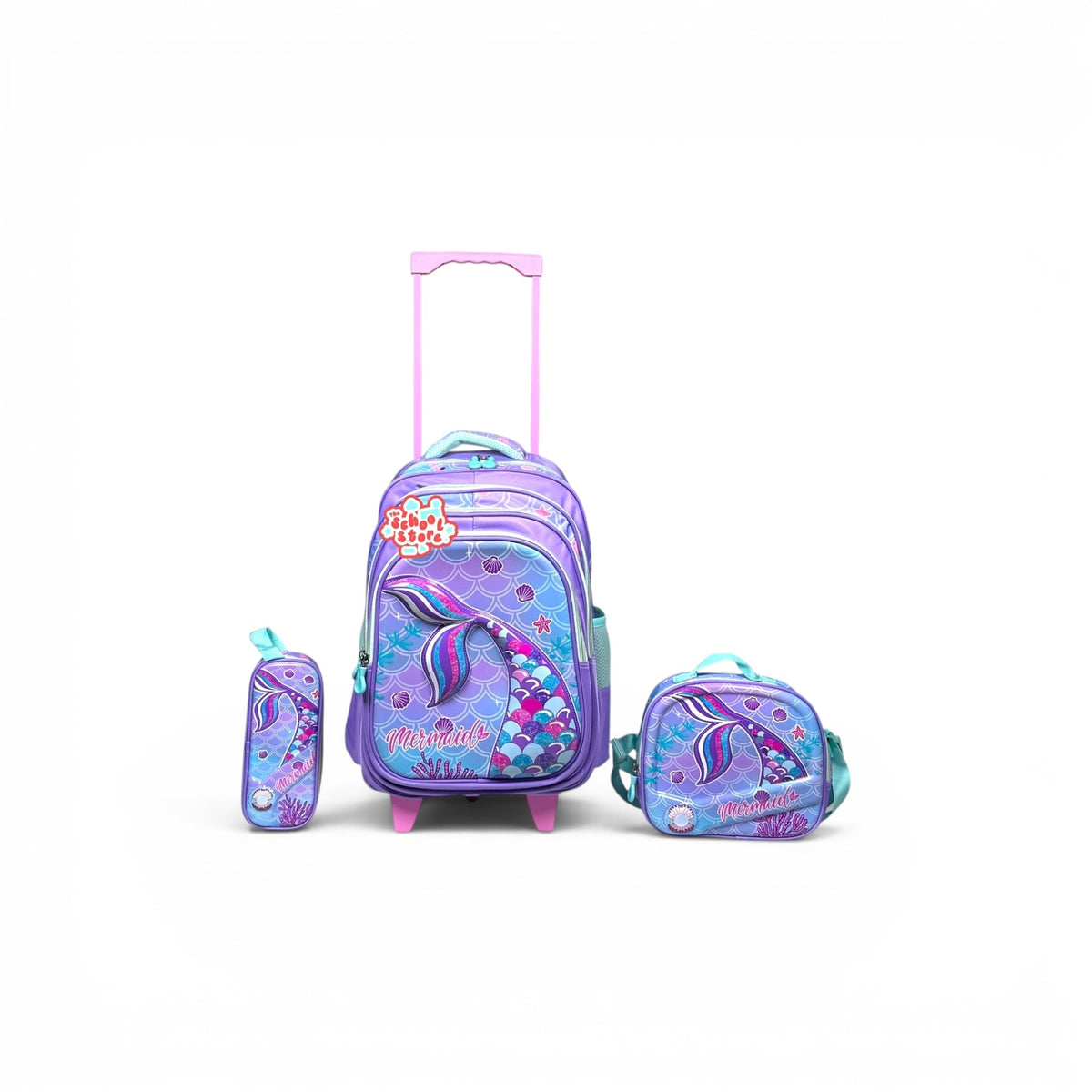 18 Inch 3D Mermaid 3 PCS Trolley Bag For Grade 4 Till 8 Girls T-2388-18