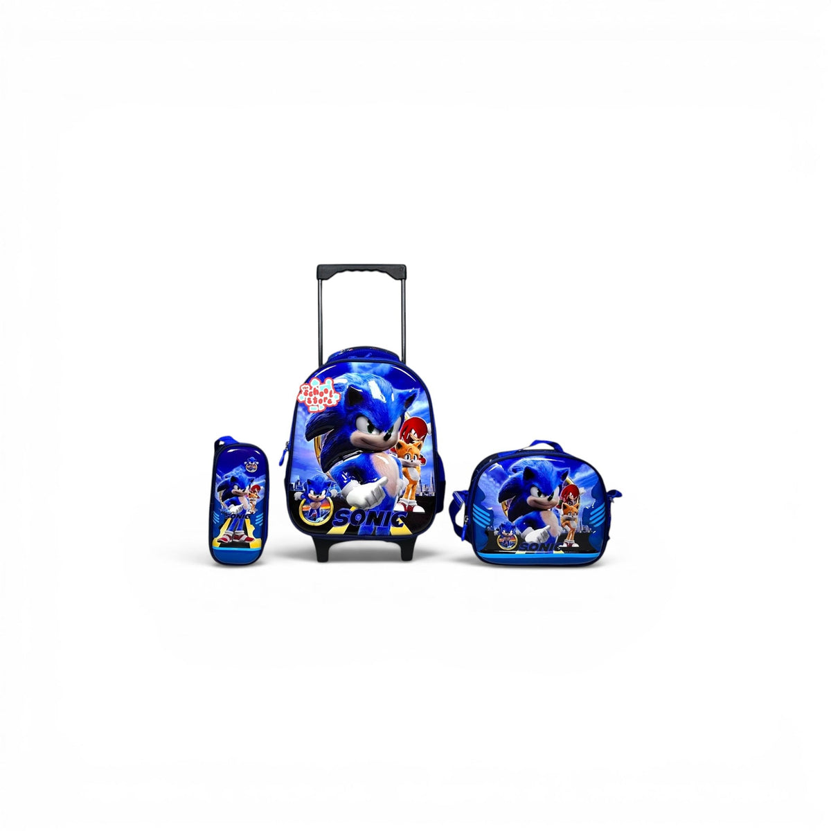 14 Inch 3D Sonic 3 PCS Trolley Bag For Nursery Till KG Boys T-2328-13