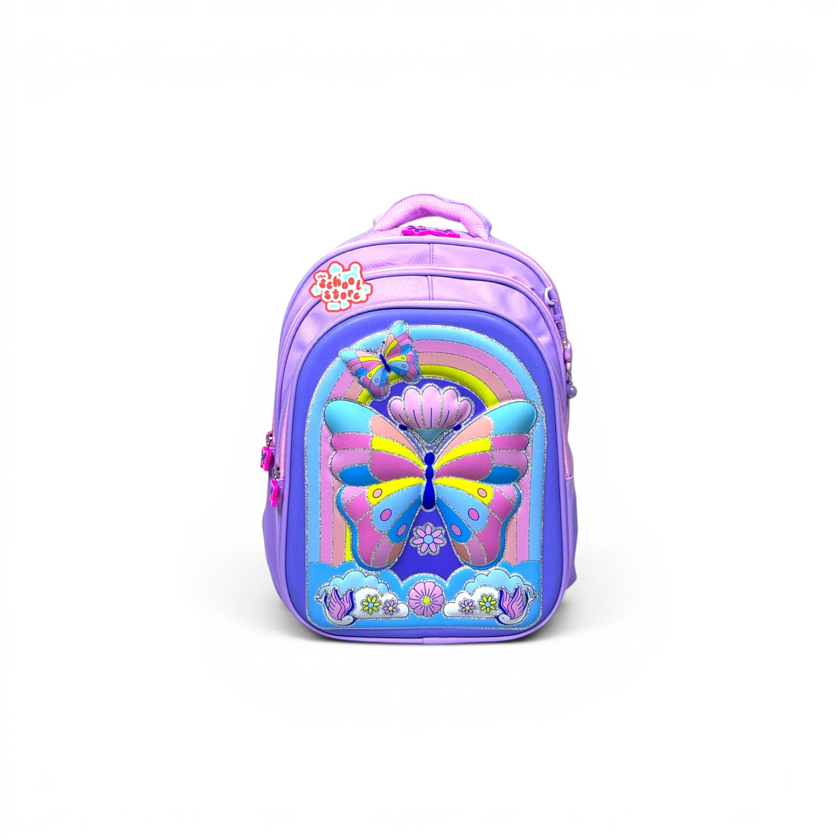 16 Inch 3D Butterfly School Bag For Grade 1 Till 3 Girls ( With Keychain ) 2616