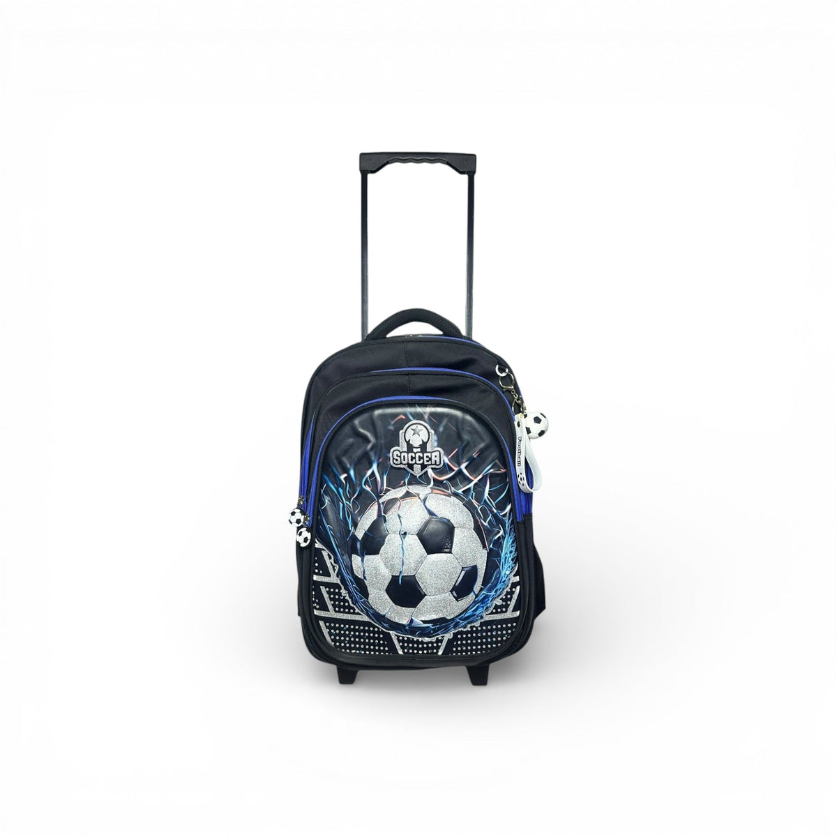 18 Inch 3D Football Trolley Bag For Grade 4 Till 8 Boys ( With Keychain )