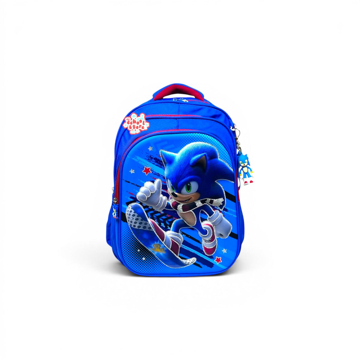 16 Inch 3D Sonic School Bag For Grade 1 Till 3 Boys ( With Keychain ) 2616