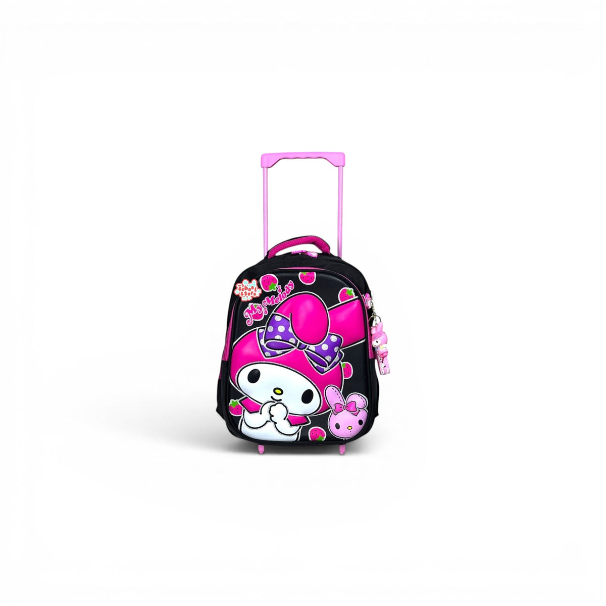 14 Inch 3D Melody Trolley Bag For Nursery Till KG Girls ( With Keychain ) T-2614