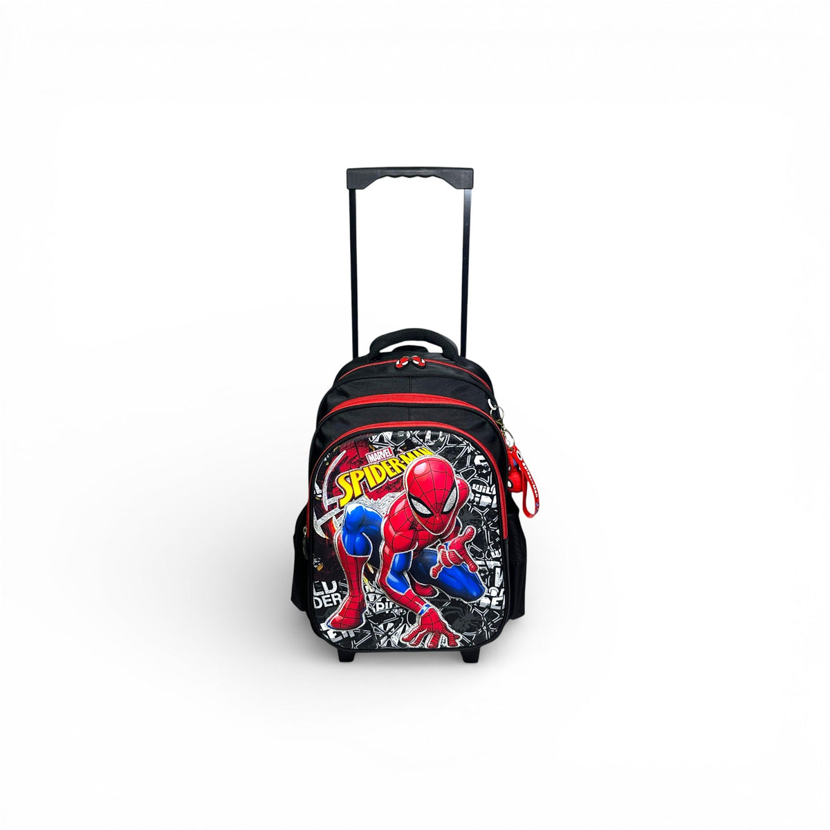 16 Inch 3D Spiderman Trolley Bag For Grade 1 Till 3 Boys ( With Keychain )