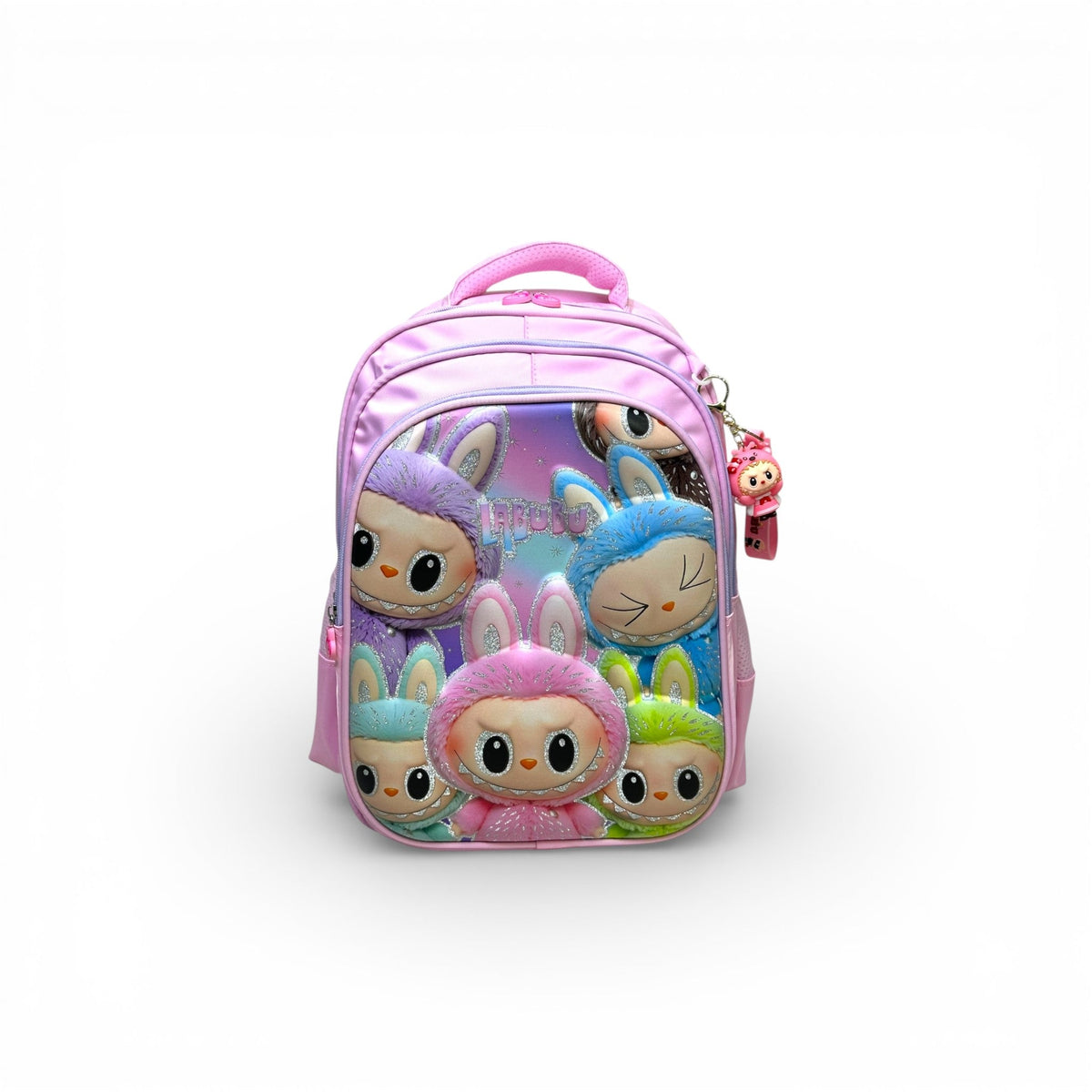 16 Inch 3D Labubu School Bag For Grade 1 Till 3 Girls ( With Keychain )
