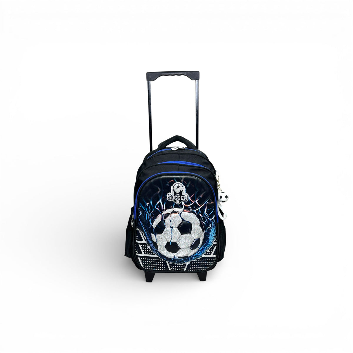16 Inch 3D Football Trolley Bag For Grade 1 Till 3 Boys ( With Keychain )