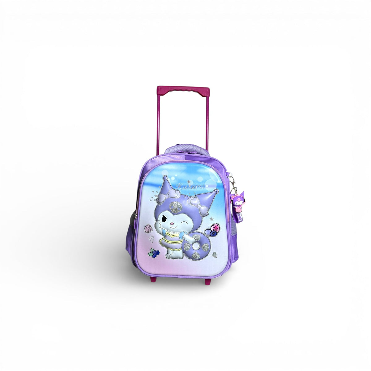 14 Inch 3D Kuromi Trolley Bag For Nursery Till KG Girls ( With Keychain )