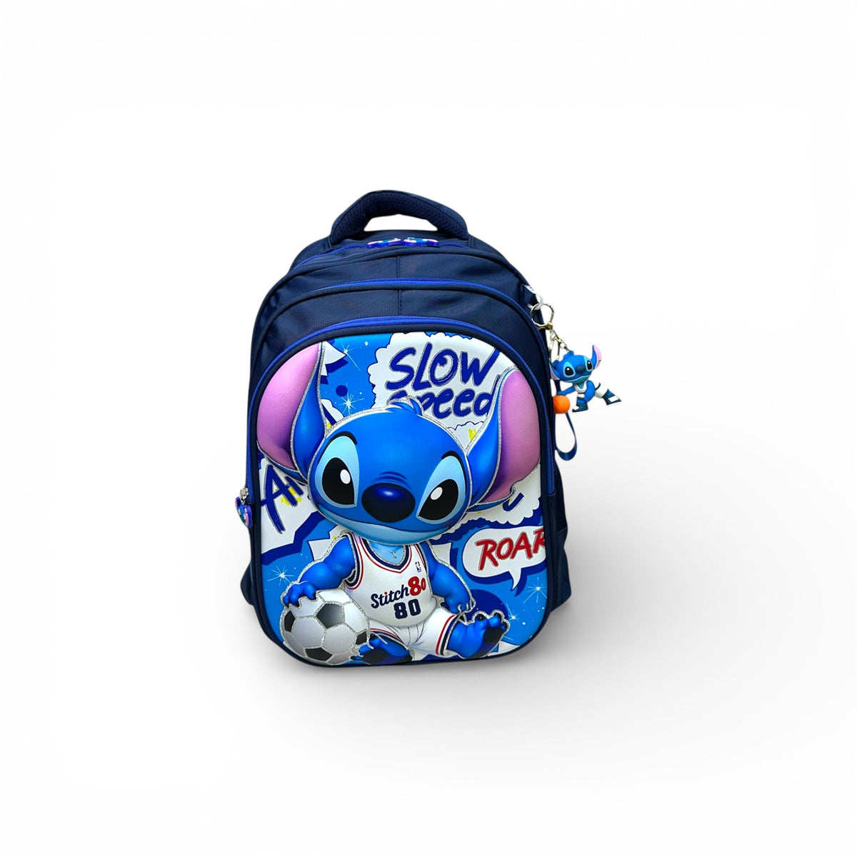 16 Inch 3D Stitch School Bag For Grade 1 Till 3 Kids ( With Keychain )