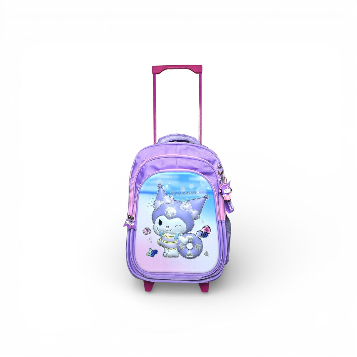 18 Inch 3D Kuromi Trolley Bag For Grade 4 Till 8 Girls ( With Keychain )