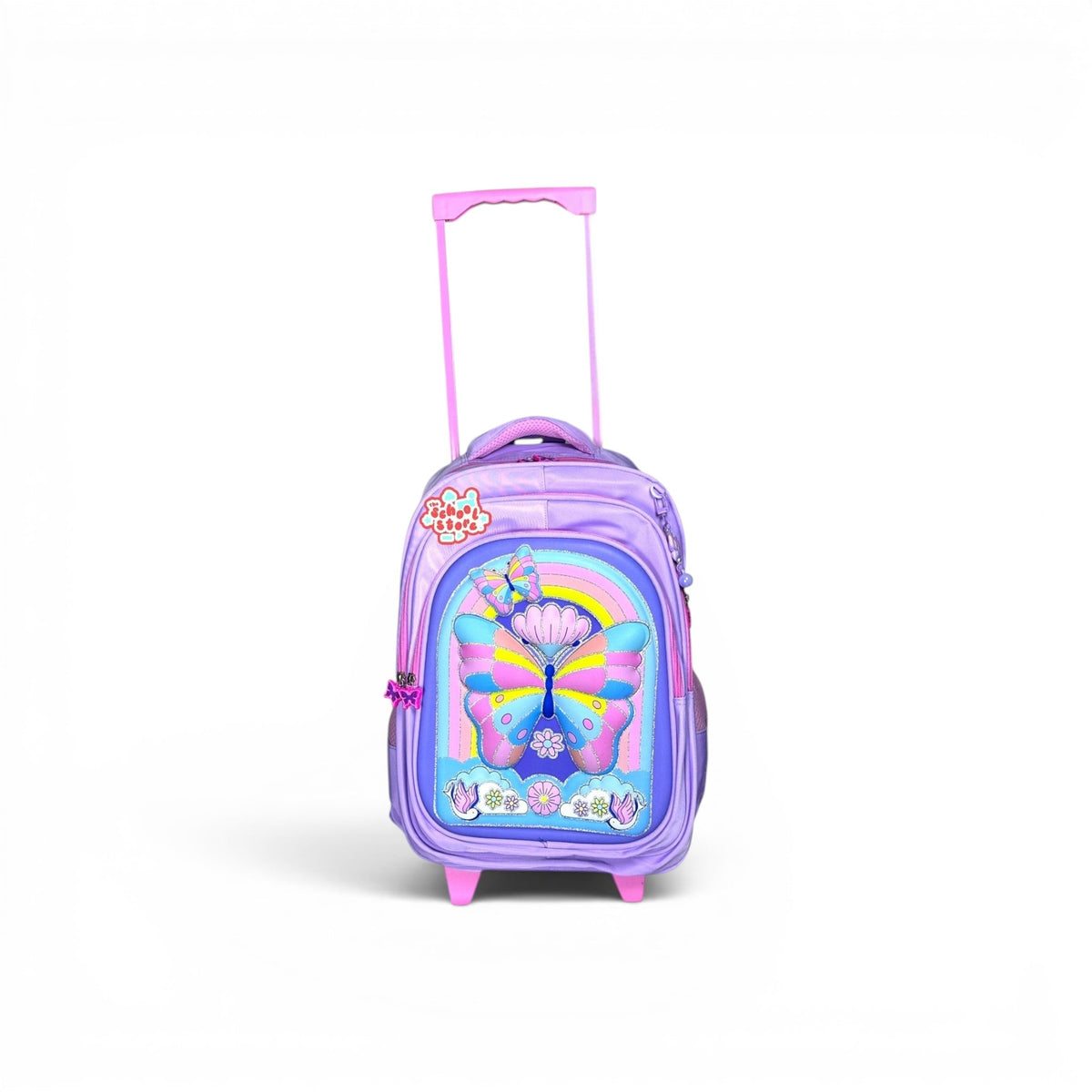 18 Inch 3D Butterfly Trolley Bag For Grade 4 Till 8 Girls ( With Keychain ) T-2618