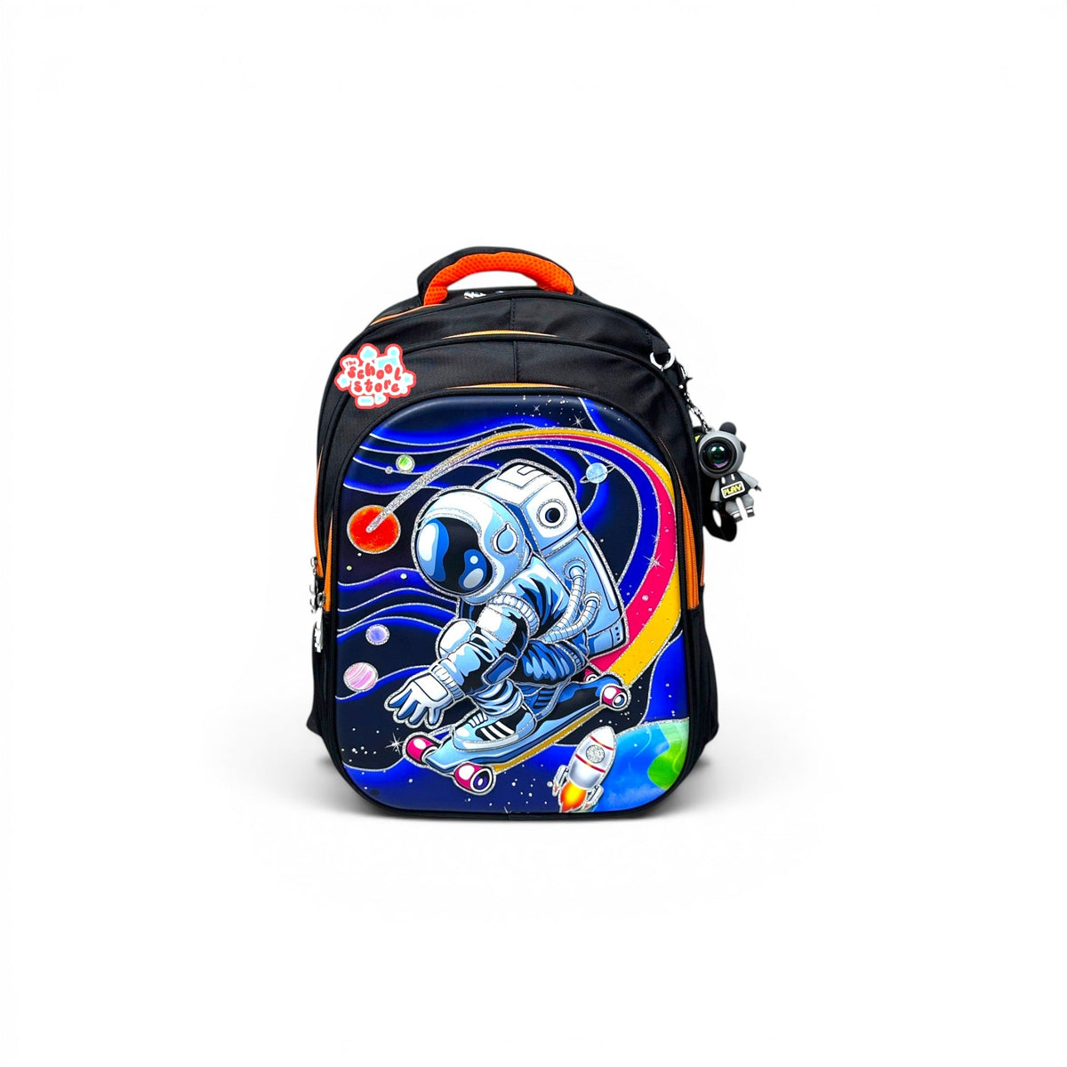 16 Inch 3D Space Astronaut School Bag For Grade 1 Till 3 Boys ( With Keychain ) 2616