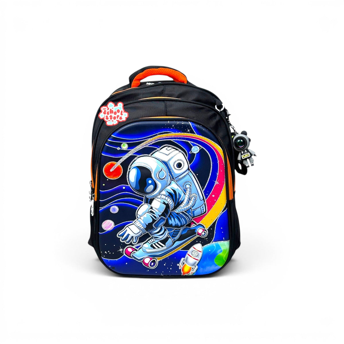 18 Inch 3D Space Astronaut School Bag For Grade 4 Till 7 Boys ( With Keychain ) 2618