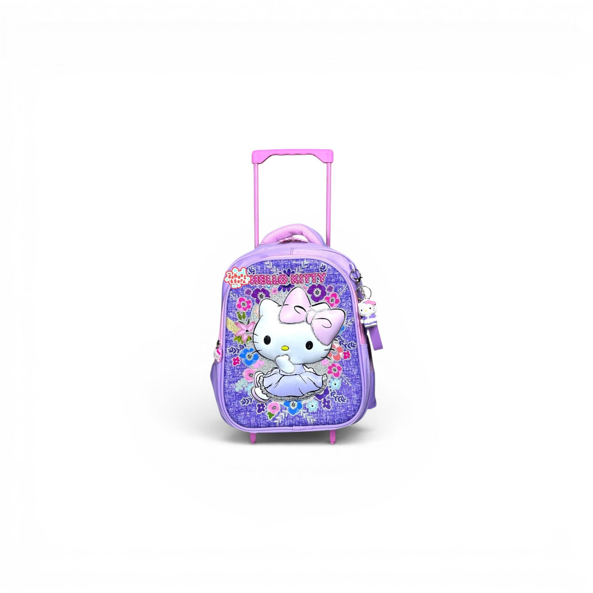 14 Inch 3D Hello Kitty Trolley Bag For Nursery Till KG Girls ( With Keychain ) T-2614