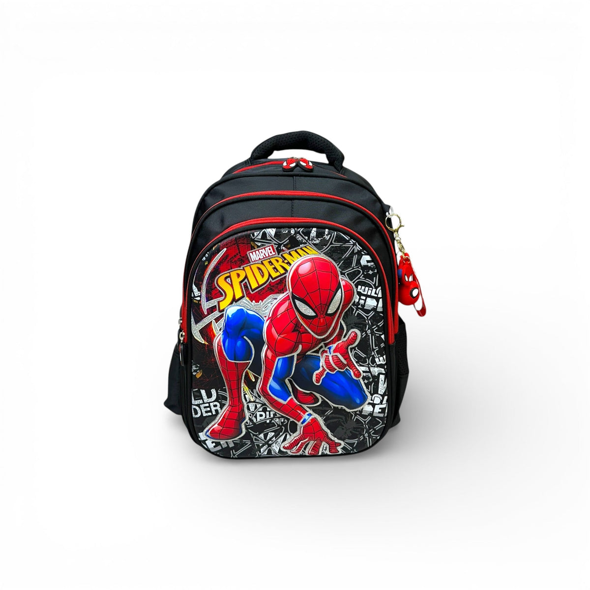 16 Inch 3D Spiderman School Bag For Grade 1 Till 3 Boys ( With Keychain )