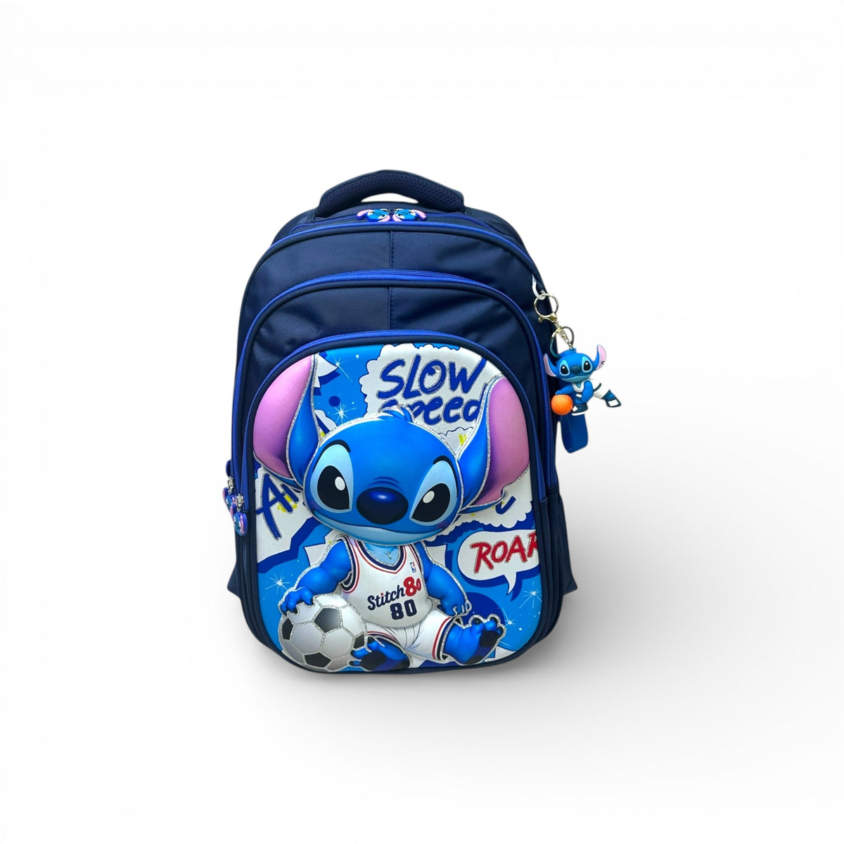 18 Inch 3D Stitch School Bag For Grade 4 Till 8 Kids ( With Keychain )