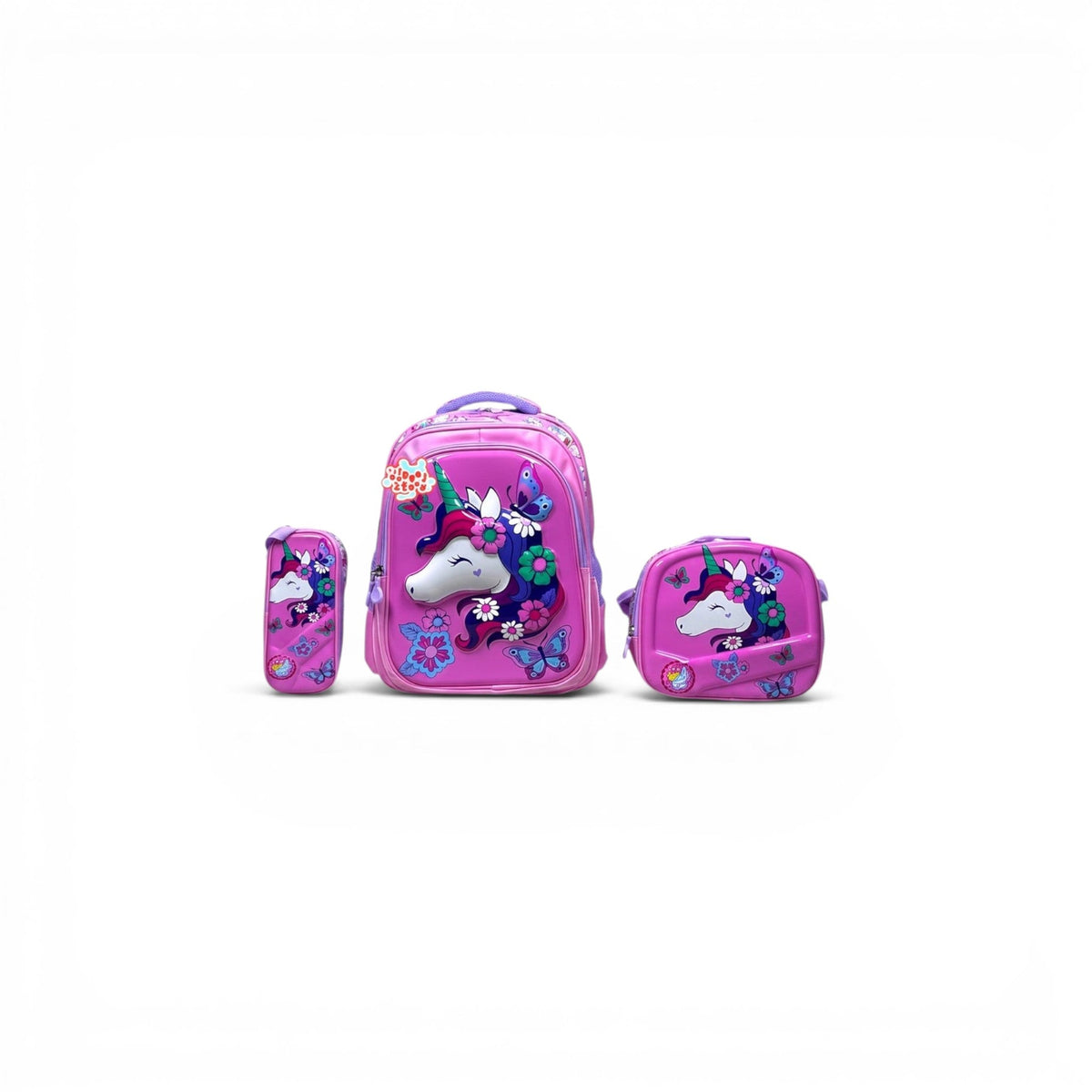 16 Inch 3D Unicorn 3 PCS School Bag For Class 1 Till 3 Girls 2368