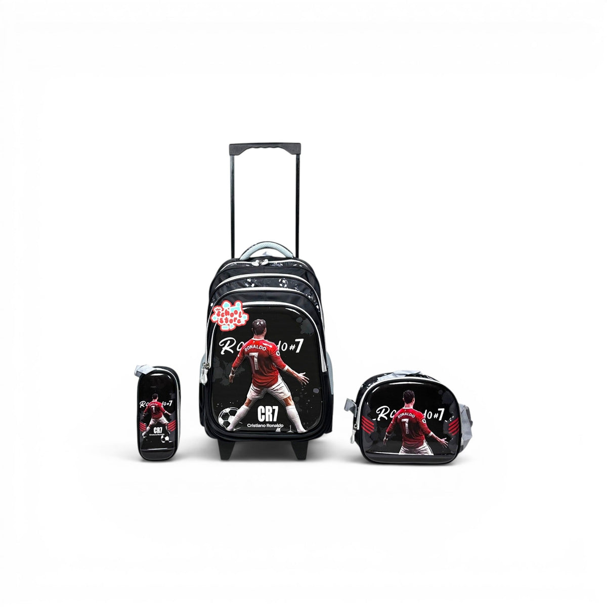 18 Inch 3D Cristiano Ronaldo 3 PCS Trolley Bag For Grade 4 Till 8 Boys T-2388-18
