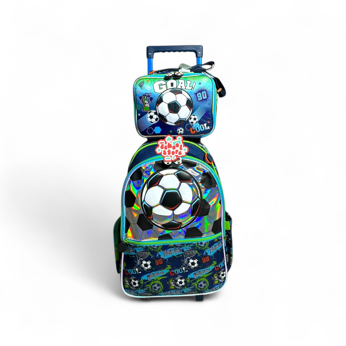 17 Inch 2 Piece Football Trolley School Bag By Vest for Grade 1 Till Grade 4 Boys