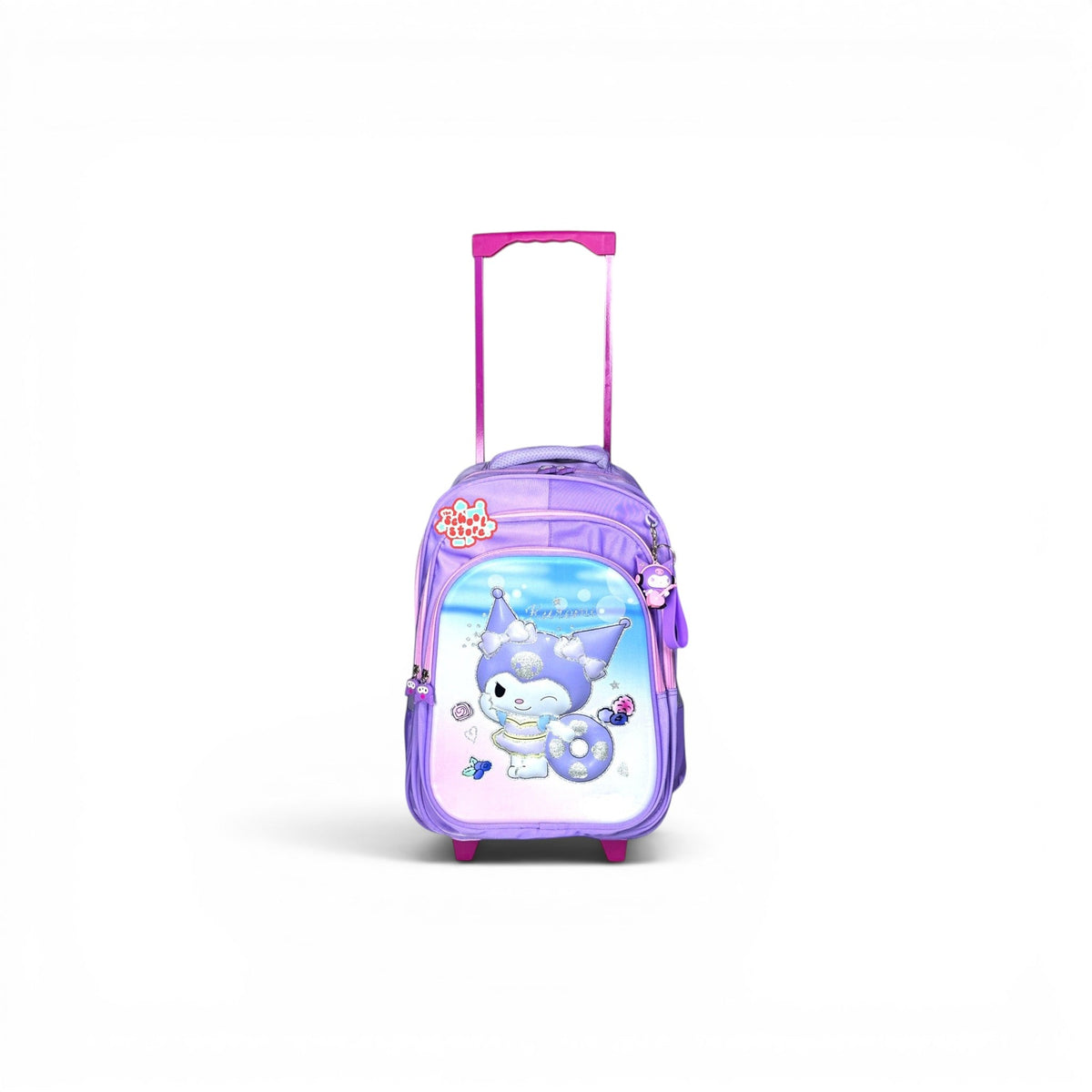 16 Inch 3D Kuromi Trolley Bag For Grade 1 Till 3 Girls ( With Keychain ) T-2616