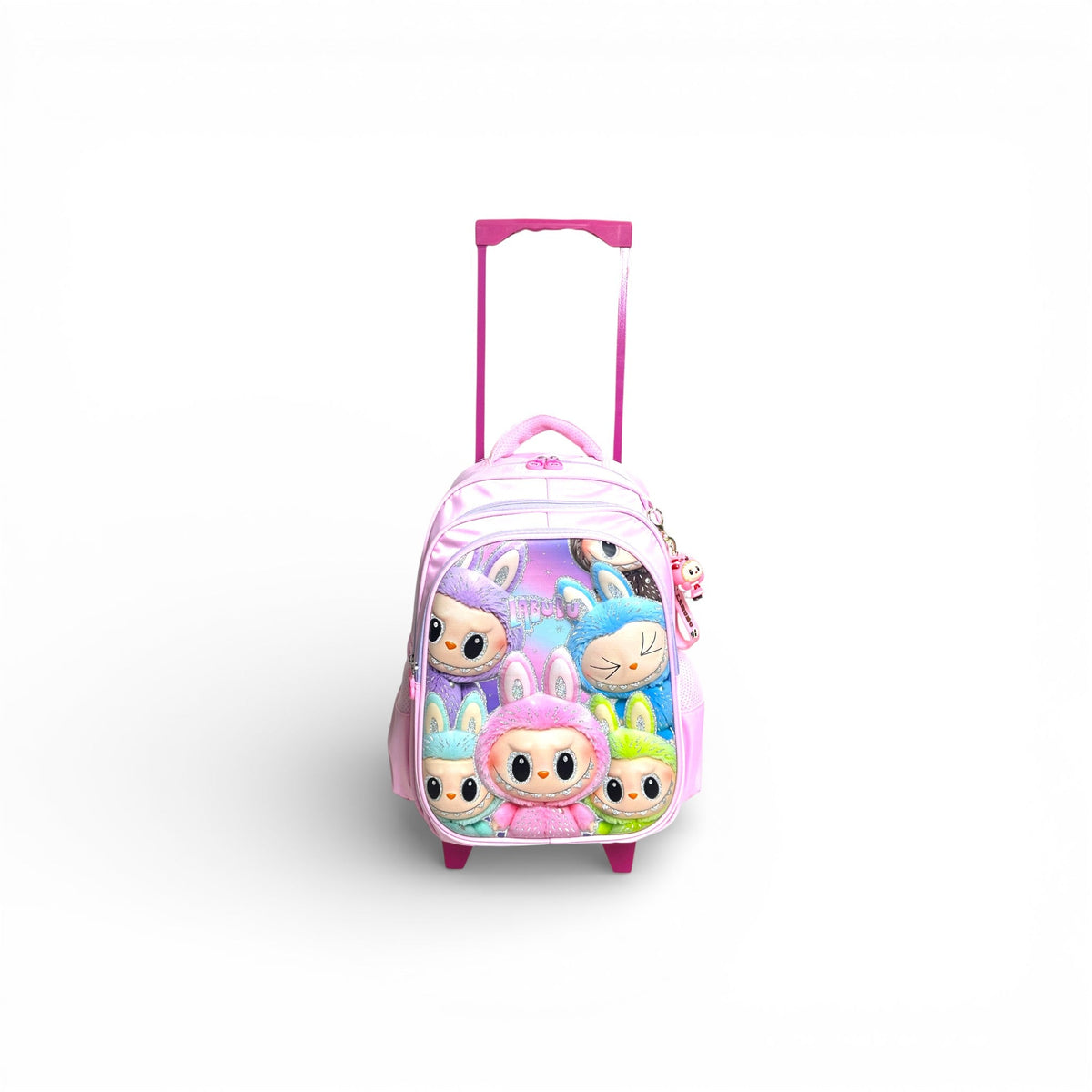 16 Inch 3D Labubu Trolley Bag For Grade 1 Till 3 Girls ( With Keychain )