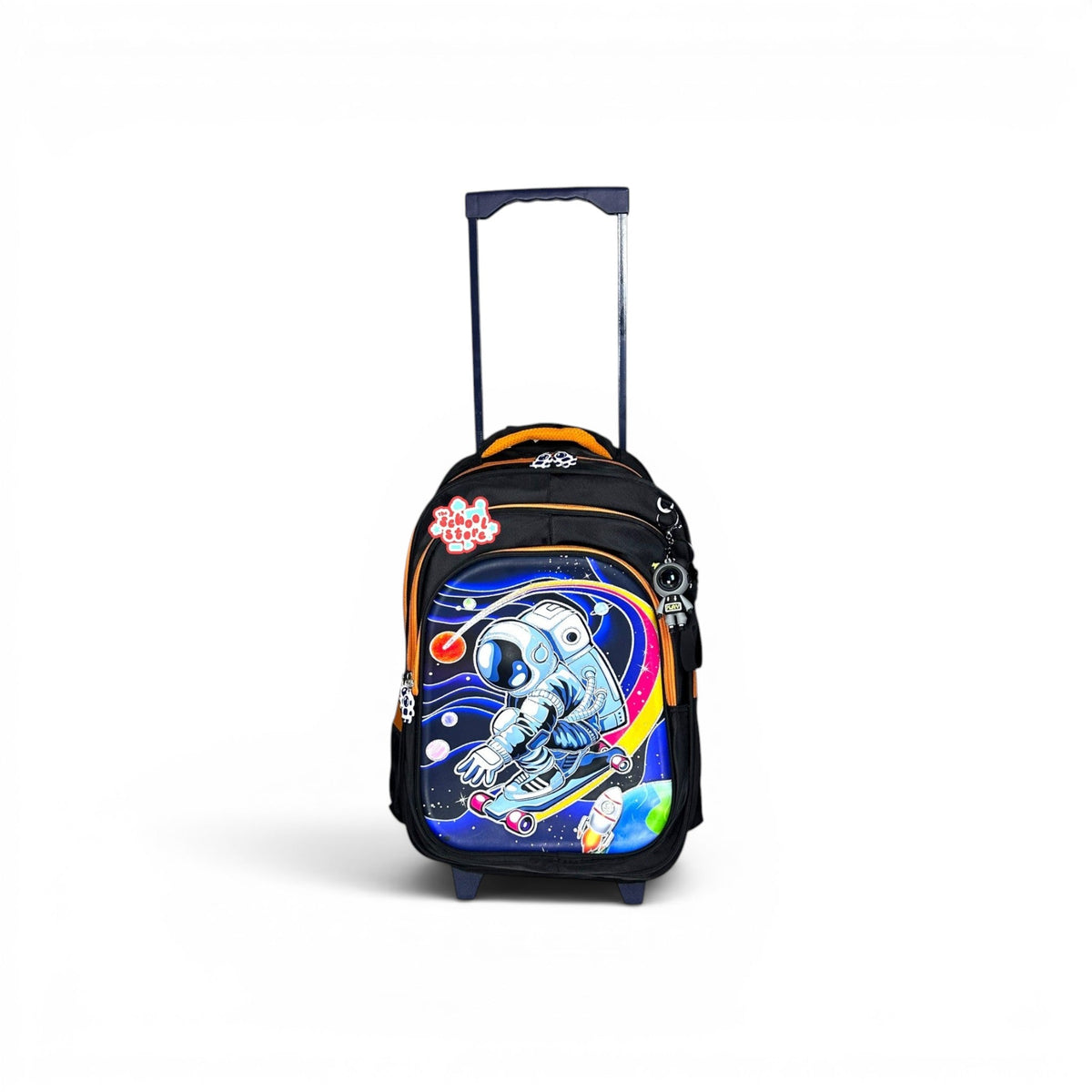 18 Inch 3D Space Astronaut Trolley Bag For Grade 4 Till 8 Boys ( With Keychain ) T-2618