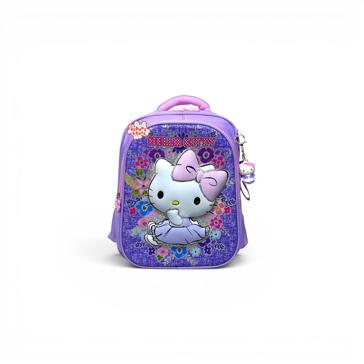 14 Inch 3D Hello Kitty School Bag For Nursery Till KG Girls ( With Keychain ) 2614