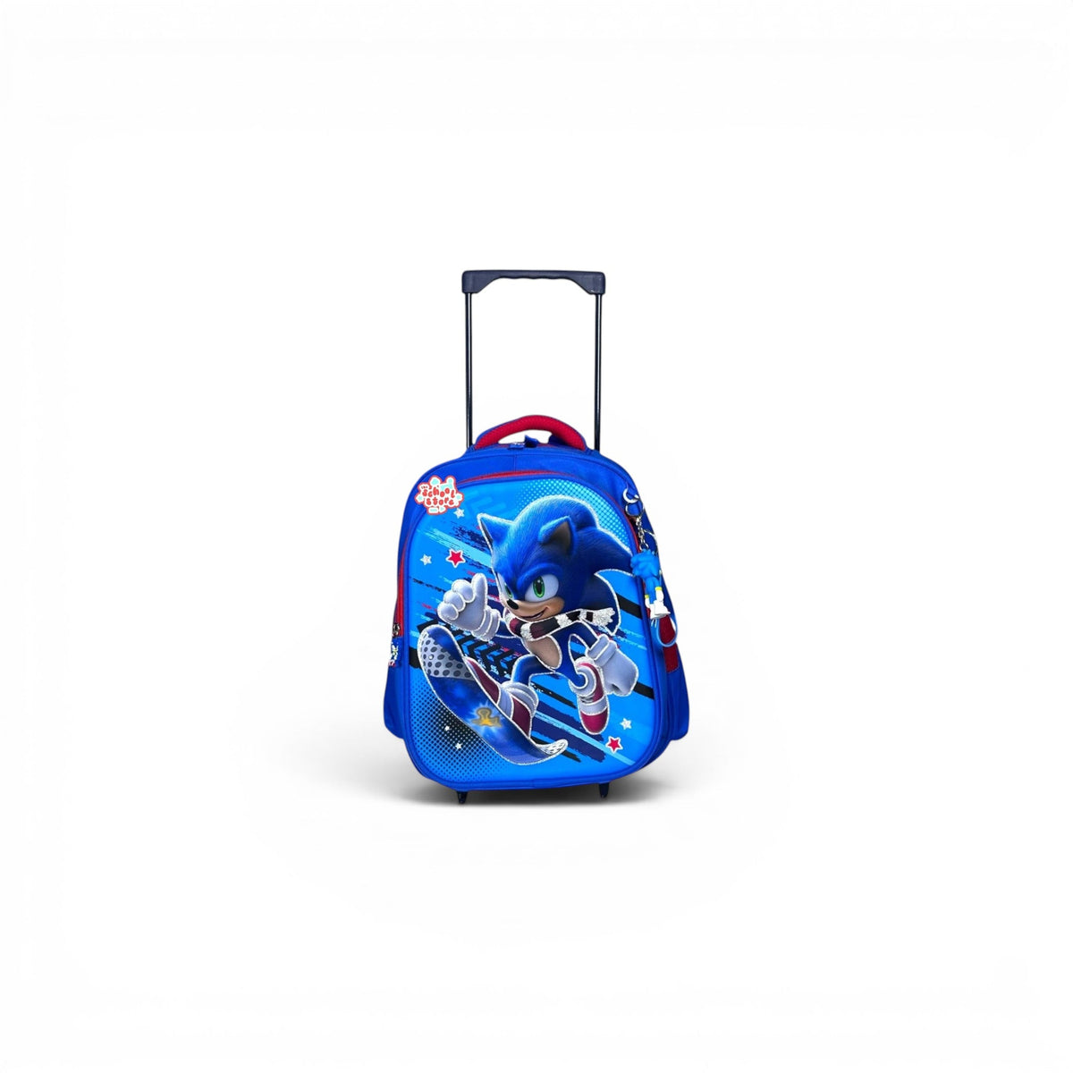 14 Inch 3D Sonic Trolley Bag For Nursery Till KG Boys ( With Keychain ) T-2614