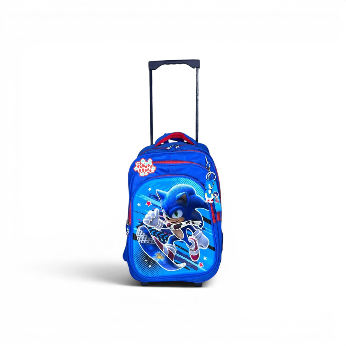 18 Inch 3D Sonic Trolley Bag For Grade 4 Till 8 Boys ( With Keychain ) T-2618