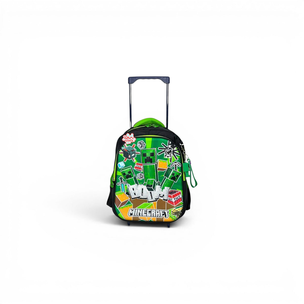 14 Inch 3D Minecraft Trolley Bag For Nursery Till KG Boys ( With Keychain ) T-2614