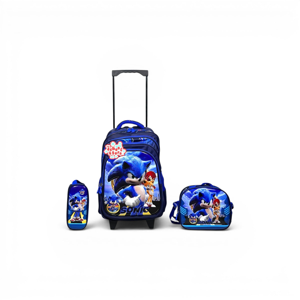 18 Inch 3D Sonic 3 PCS Trolley Bag For Grade 4 Till 8 Boys T-2388-18