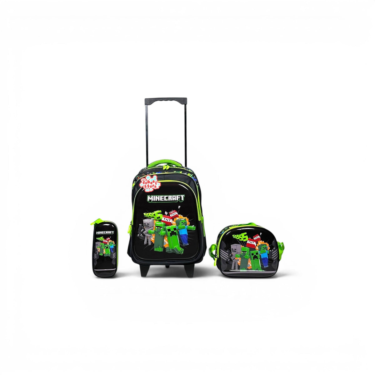 16 Inch 3D Minecraft 3 PCS Trolley Bag For Grade 1 Till 3 Boys T-2368-16