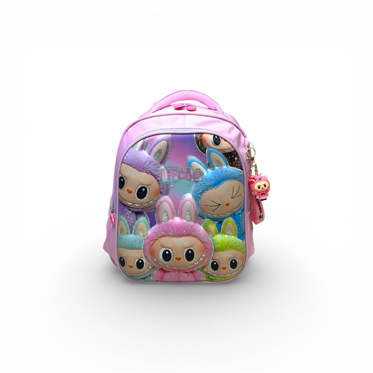 14 Inch 3D Labubu School Bag For Nursery Till KG Girls ( With Keychain )