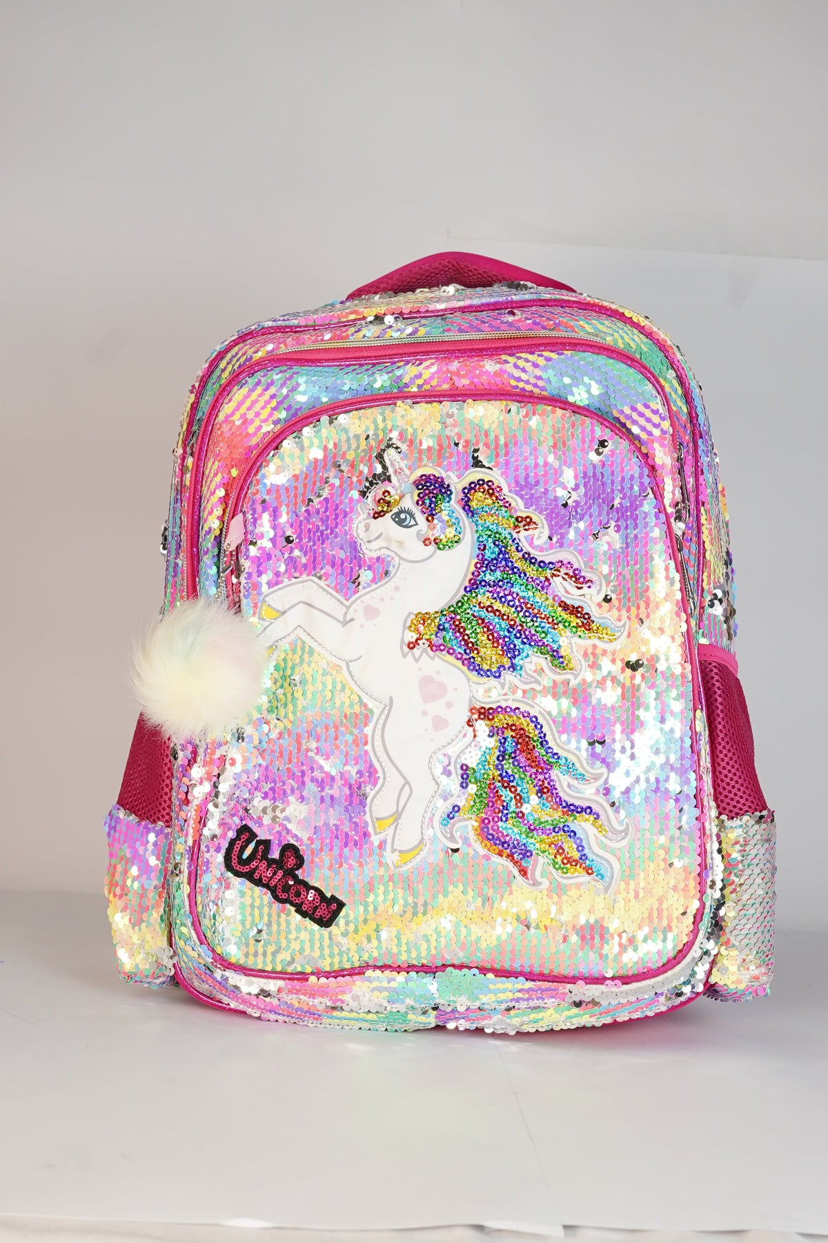 18 Inch Unicorn Rainbow Sequence School Bag for Grade 2 Till Grade 6 Girls