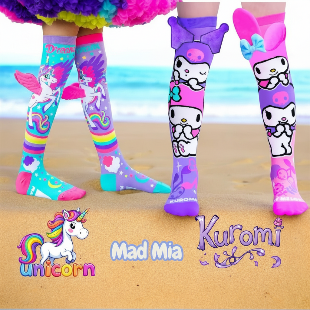 Kuromi X Unicorn 3D Mad Mia Socks Combo ( Free size Fits All )