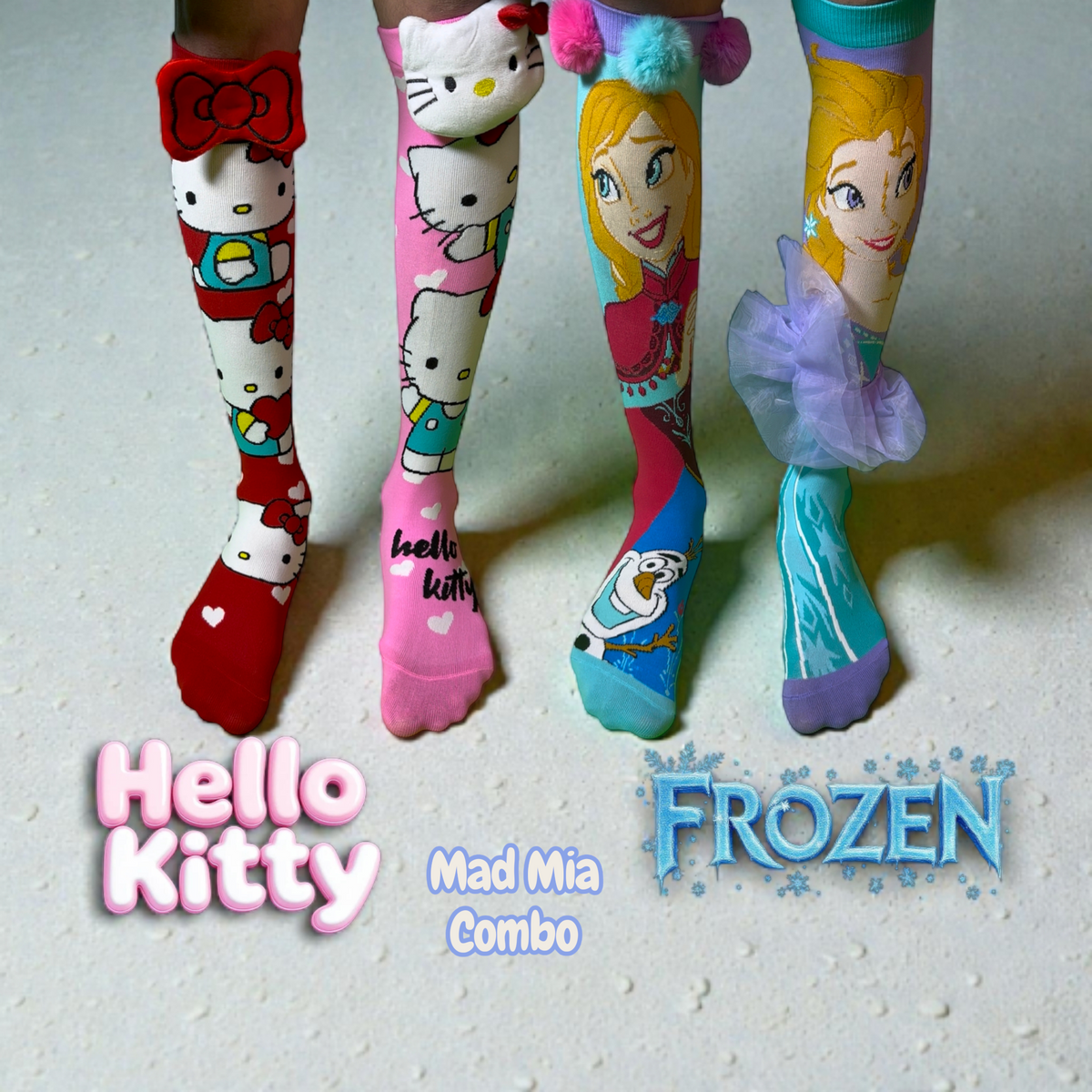Hello kitty and Frozen Mad Mia 3D socks combo ( Free size fits all )