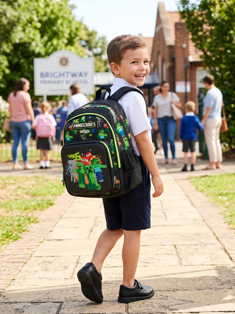 Original Minecraft Junior 14inch school bagpack for Nursery till Kg Kids With Surprise Gift
