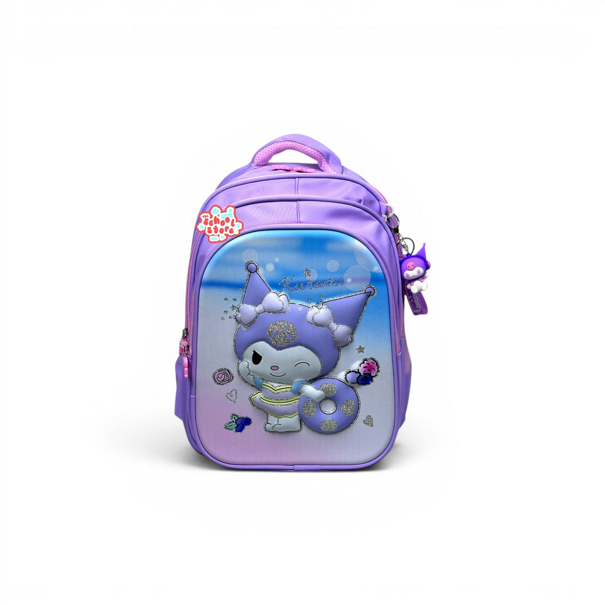 16 Inch 3D Kuromi School Bag For Grade 1 Till 3 Girls ( With Keychain ) 2616
