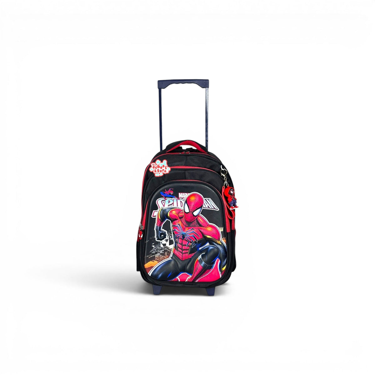 16 Inch 3D Spiderman Trolley Bag For Grade 1 Till 3 Boys ( With Keychain ) T-2616