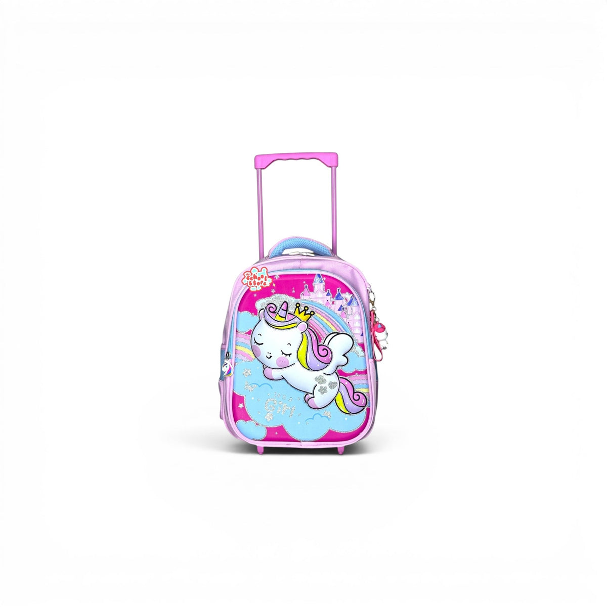 14 Inch 3D Unicorn Trolley Bag For Nursery Till KG Girls ( With Keychain ) T-2614