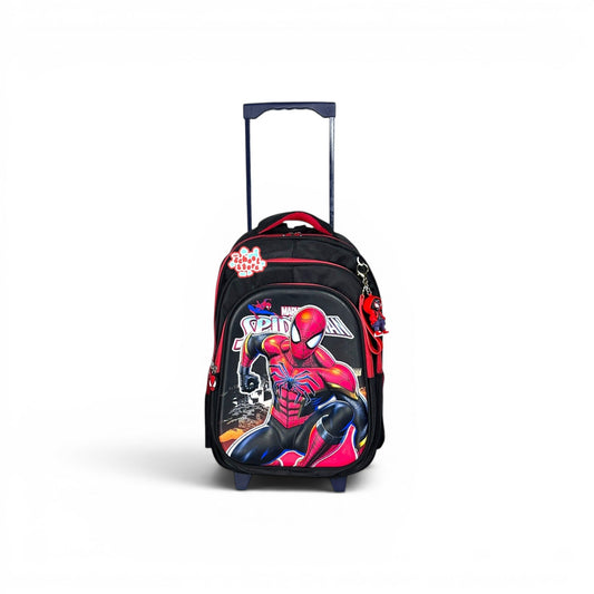 18 Inch 3D Spiderman Trolley Bag For Grade 4 Till 8 Boys ( With Keychain ) T-2618