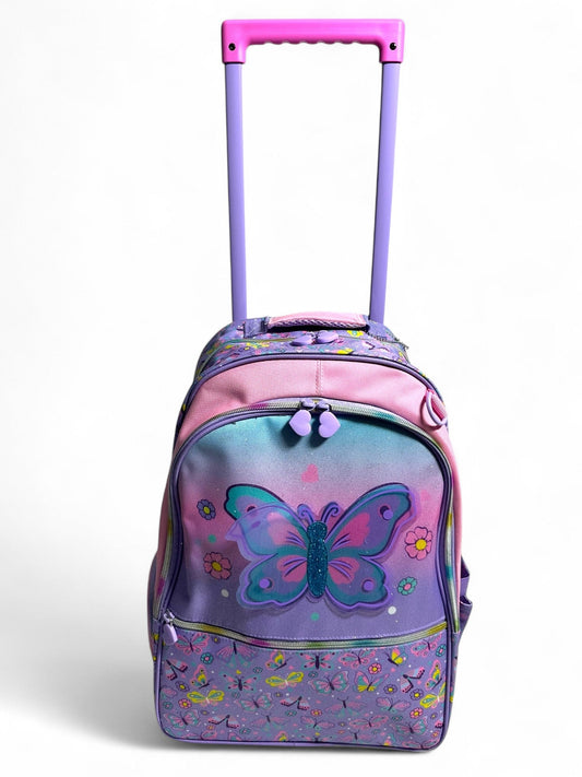 17 Inch Butterfly Trolley School Bag By Vest for Grade 1 Till Grade 3 Girls
