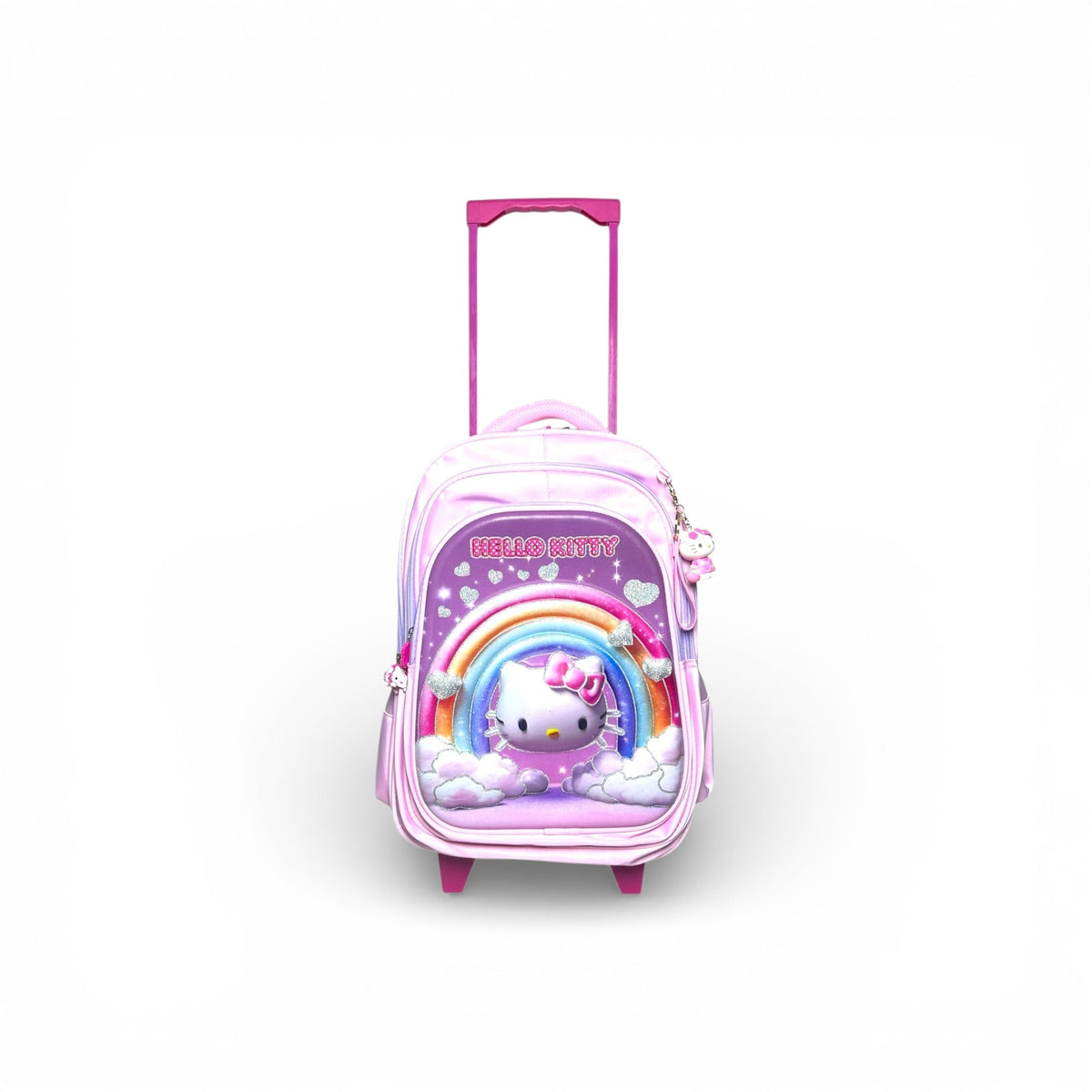 18 Inch 3D Hello Kitty Trolley Bag For Grade 4 Till 8 Girls ( With Keychain )