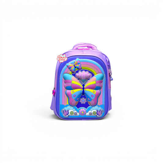 14 Inch 3D Butterfly School Bag For Nursery Till KG Girls ( With Keychain ) 2614