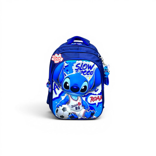 16 Inch 3D Stitch School Bag For Grade 1 Till 3 Kids ( With Keychain ) 2616