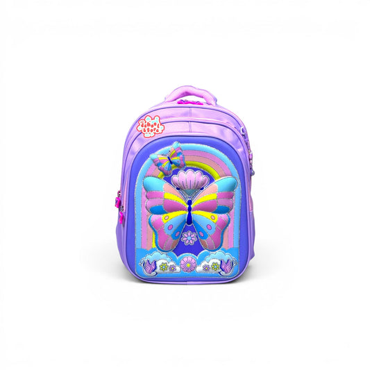 16 Inch 3D Butterfly School Bag For Grade 1 Till 3 Girls ( With Keychain ) 2616