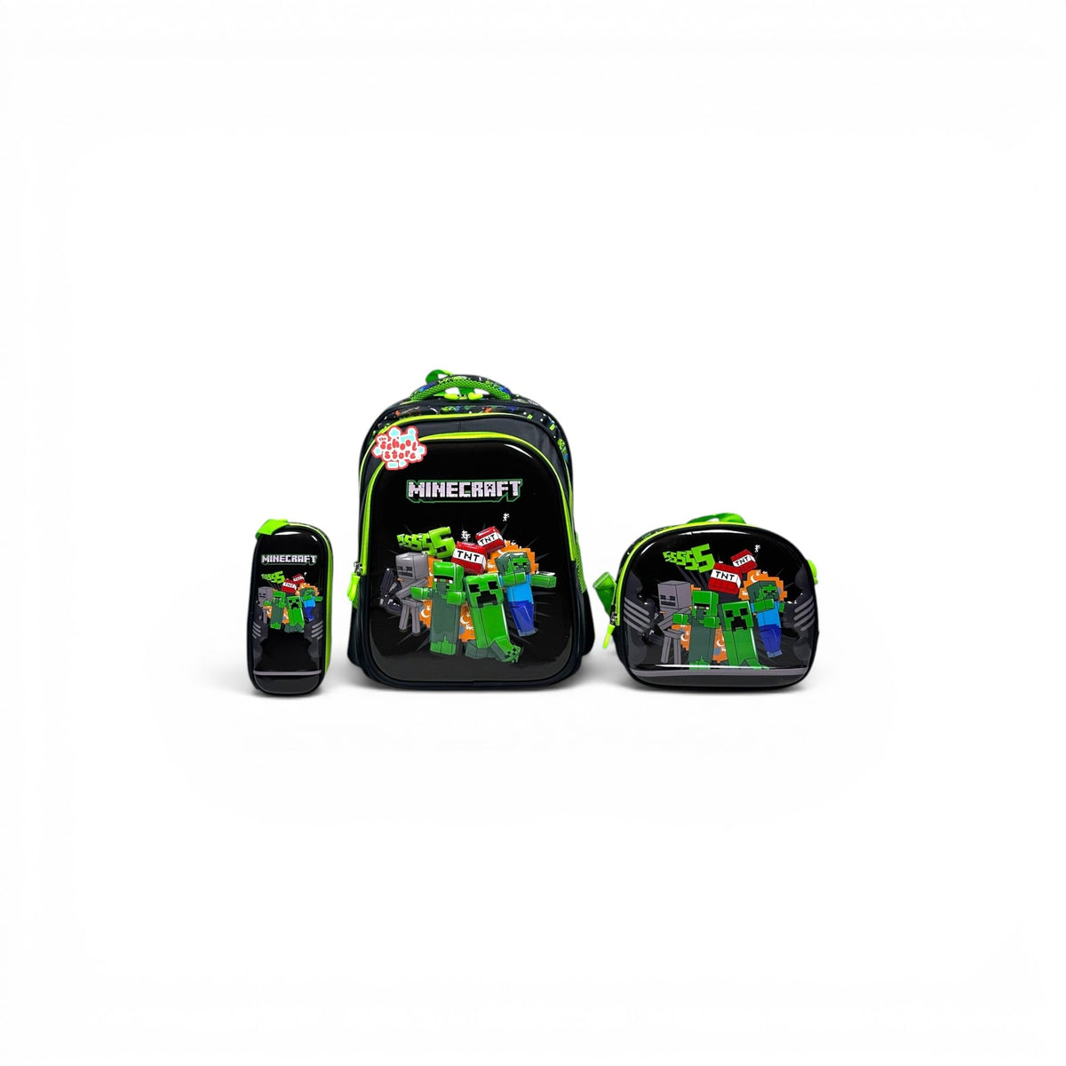 16 Inch 3D Minecraft 3 PCS School Bag For Class 1 Till 3 Boys 2368