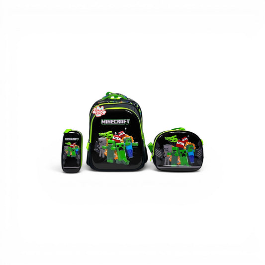 16 Inch 3D Minecraft 3 PCS School Bag For Class 1 Till 3 Boys 2368