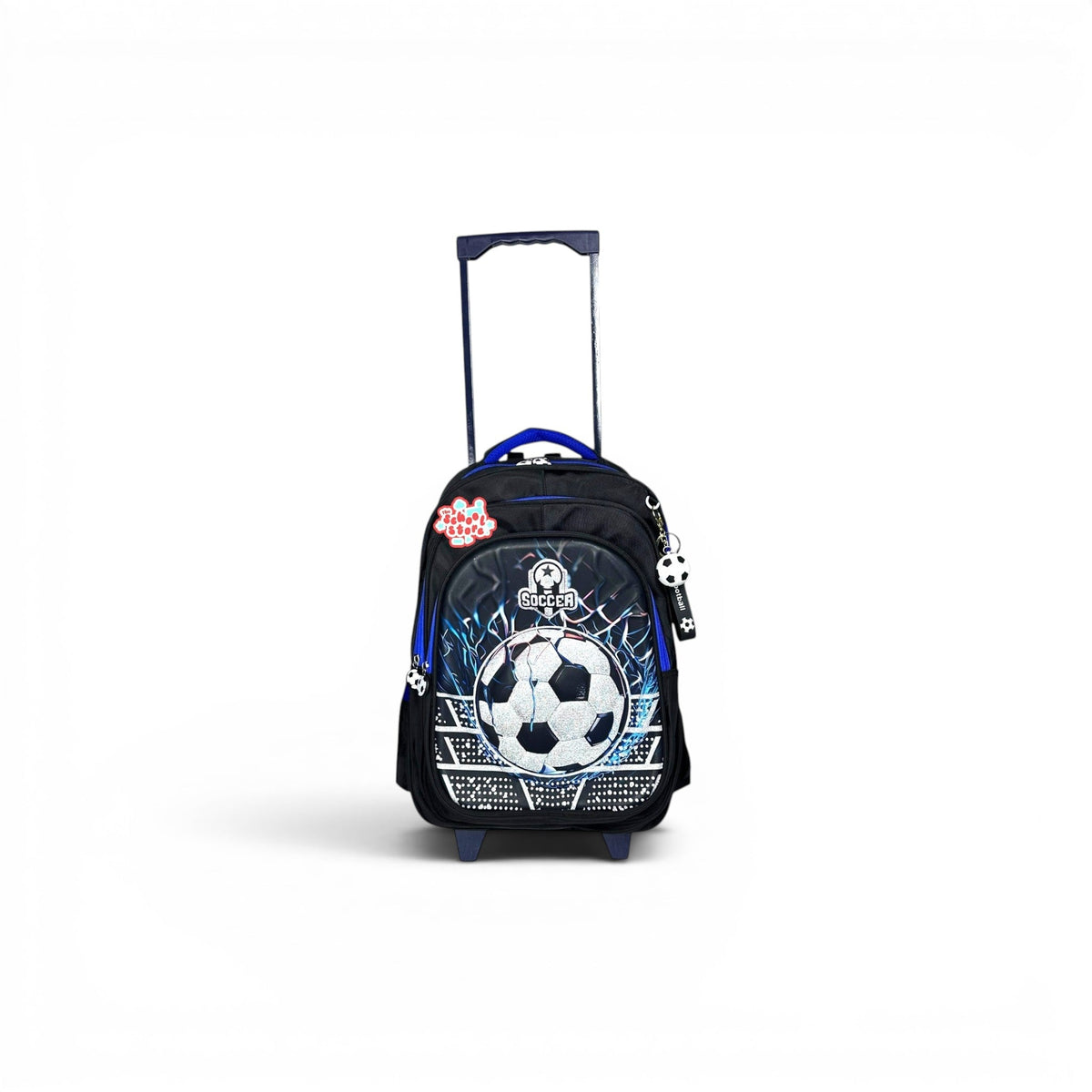 16 Inch 3D Football Trolley Bag For Grade 1 Till 3 Boys ( With Keychain ) T-2616